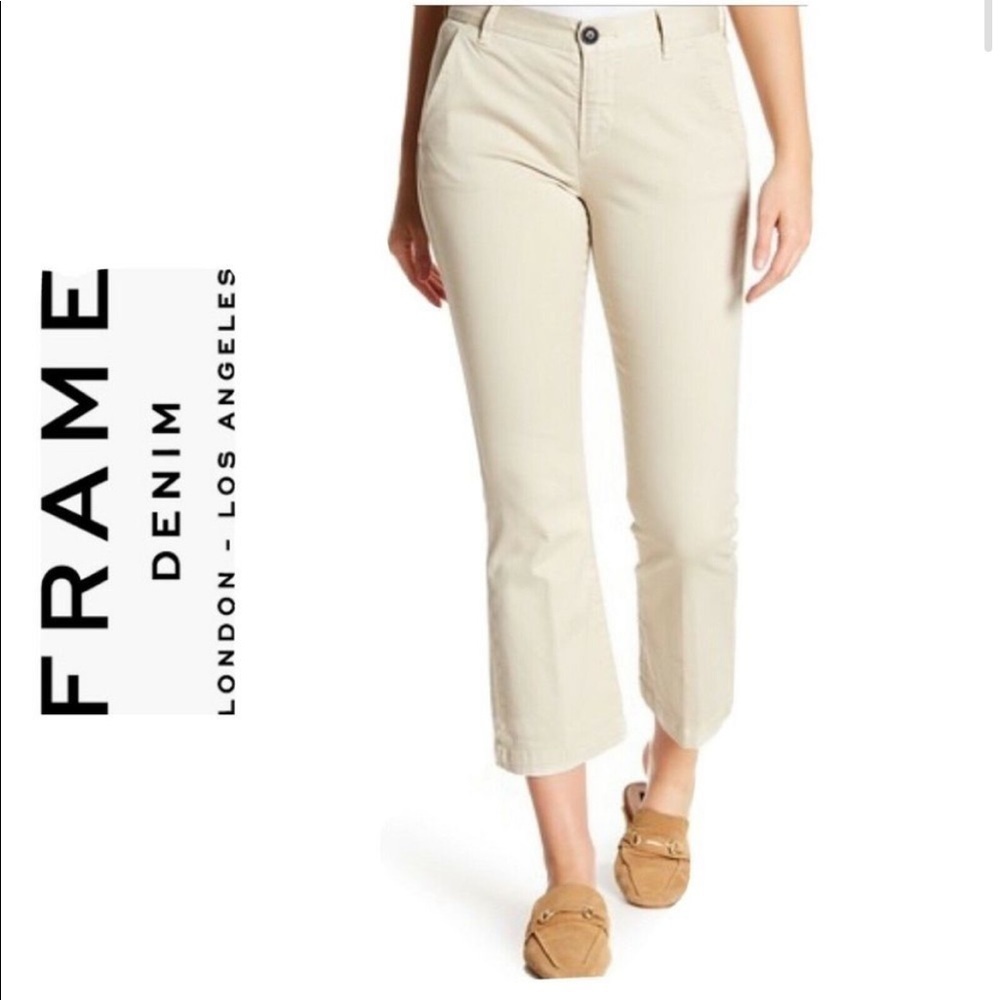 Frame Le Crop mini boot khaki pants